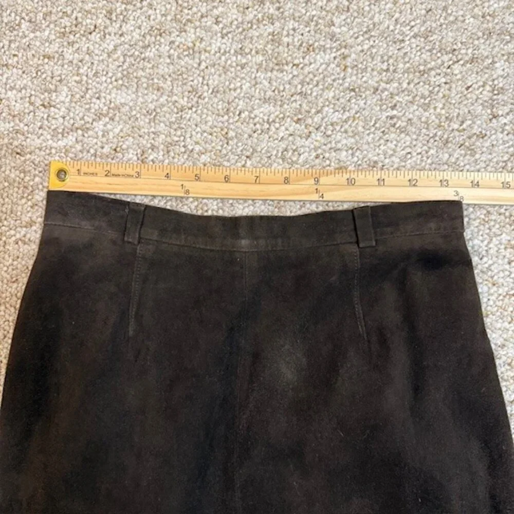 VTG Joseph Abboud Womens Suede Leather‎ Maxi Skirt Size 8 Brown Riding Western